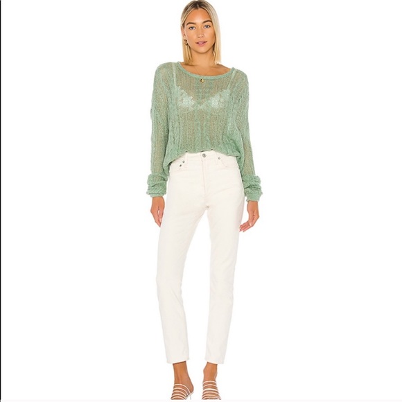 NWT FREE PEOPLE Mint cable-knit pullover crewneck sweater - Picture 8 of 8